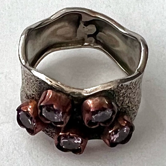 Handmade Vintage Sterling Silver and Copper Gemstone Ring - Picture 16 of 16